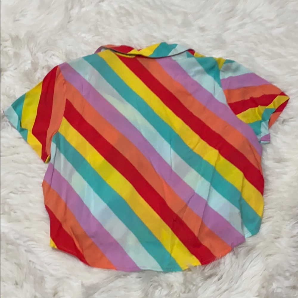Forever 21 • Rainbow Candy Striped Cropped Button Up - Picture 7 of 12